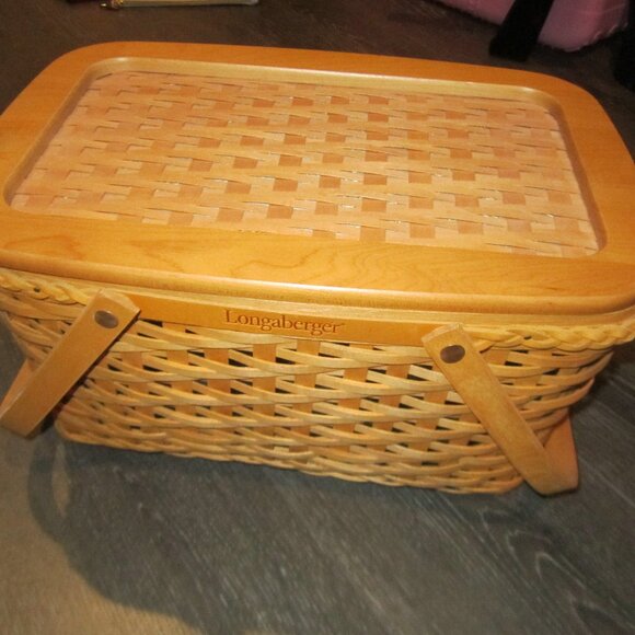 Longaberger 2000 Founder’s Market Basket Handwoven W/ LidTo Dad With Love EUC